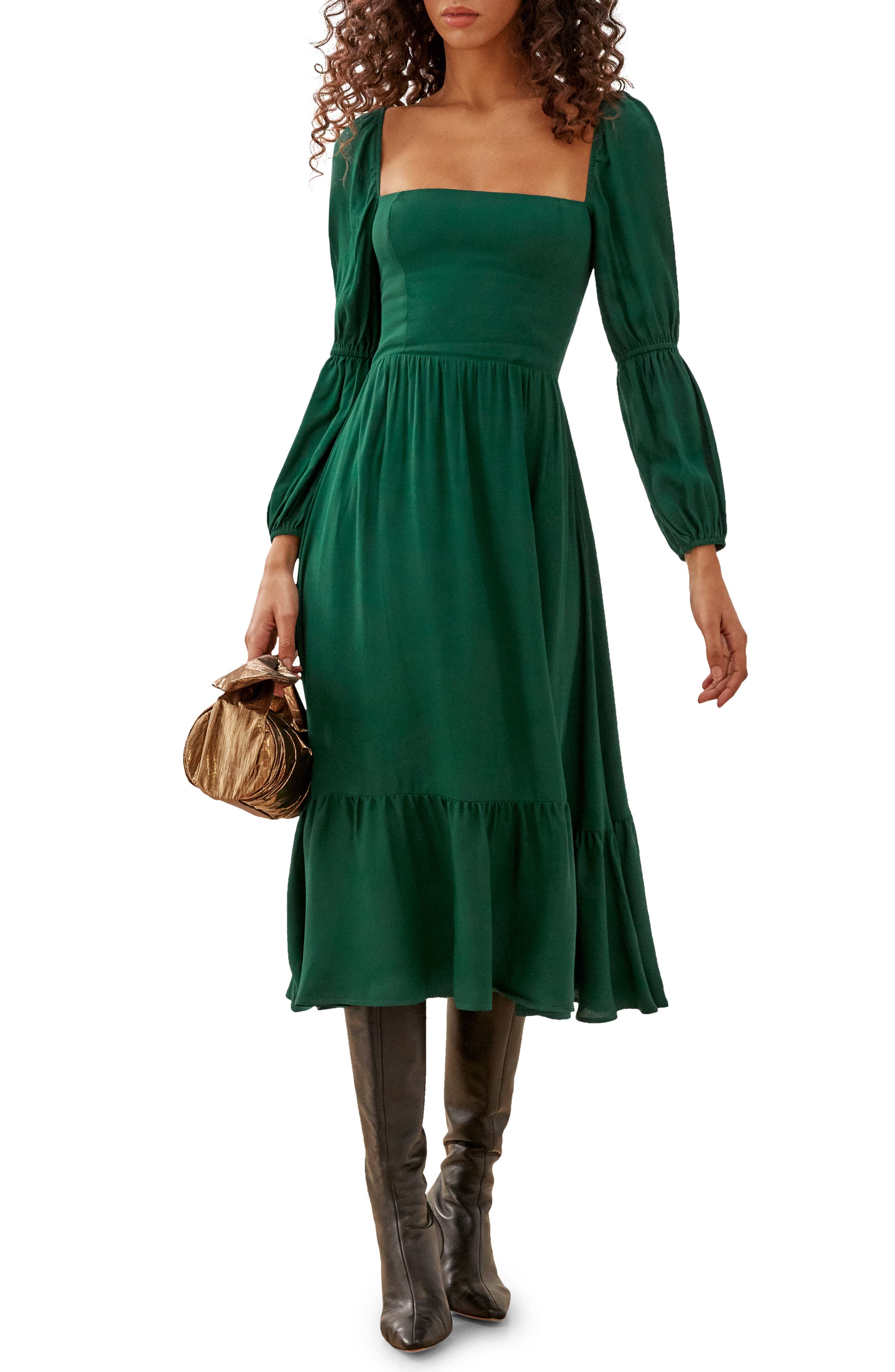 long casual green dress